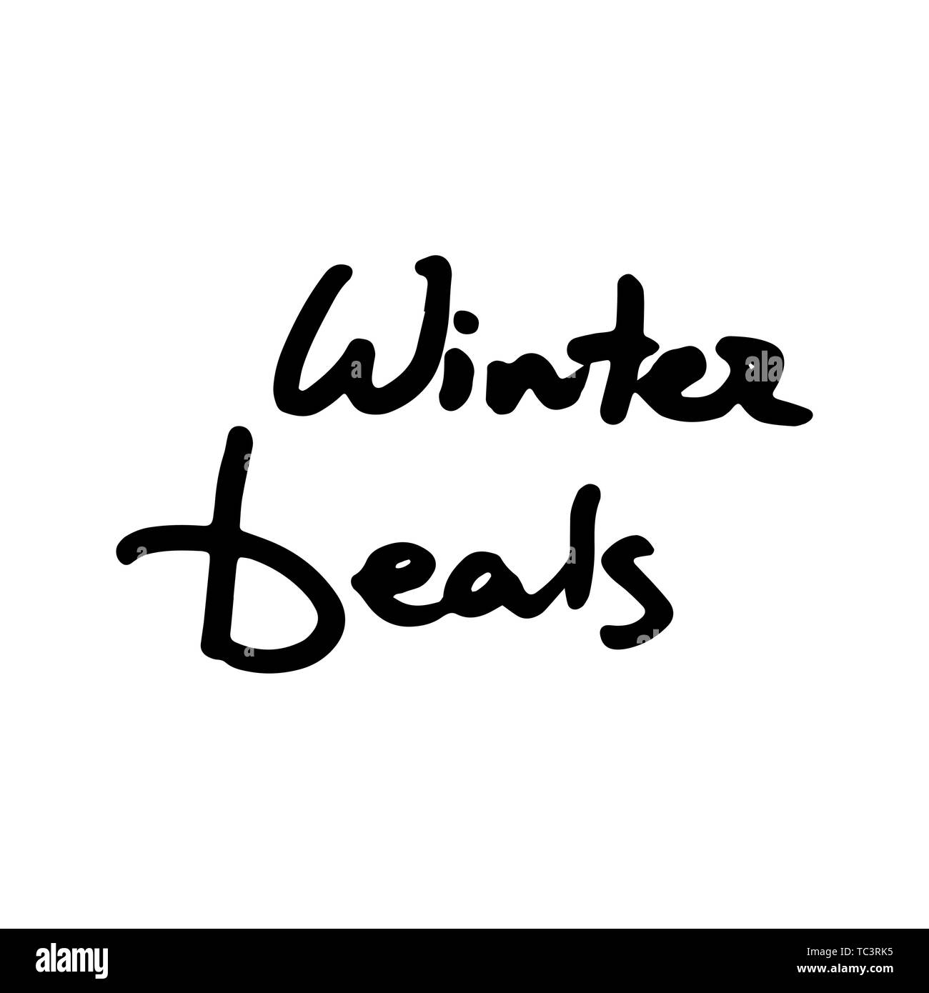 Winter Angebote. Tinte handlettering Inschrift. Winter Logo oder Emblem für Einladungen, Grußkarten, t-shirt, Drucke, Zeichnungen und Plakaten. Hand ins gezeichnet Stock Vektor