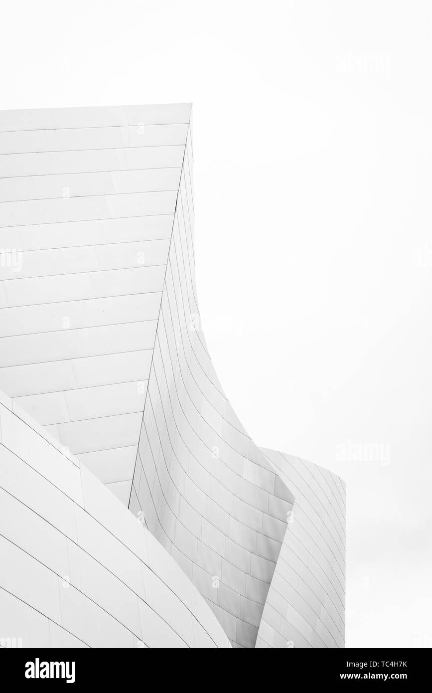 Moderne architektonische Details der Walt Disney Concert Hall in der Innenstadt von Los Angeles, Kalifornien Stockfoto