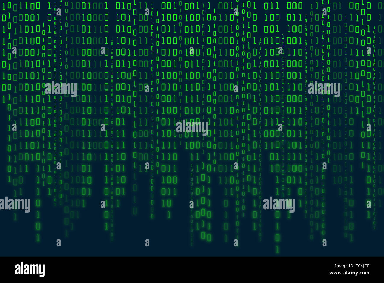 Digitale Matrix Hintergrund für binäre Codes 0 und 1 Stockfoto