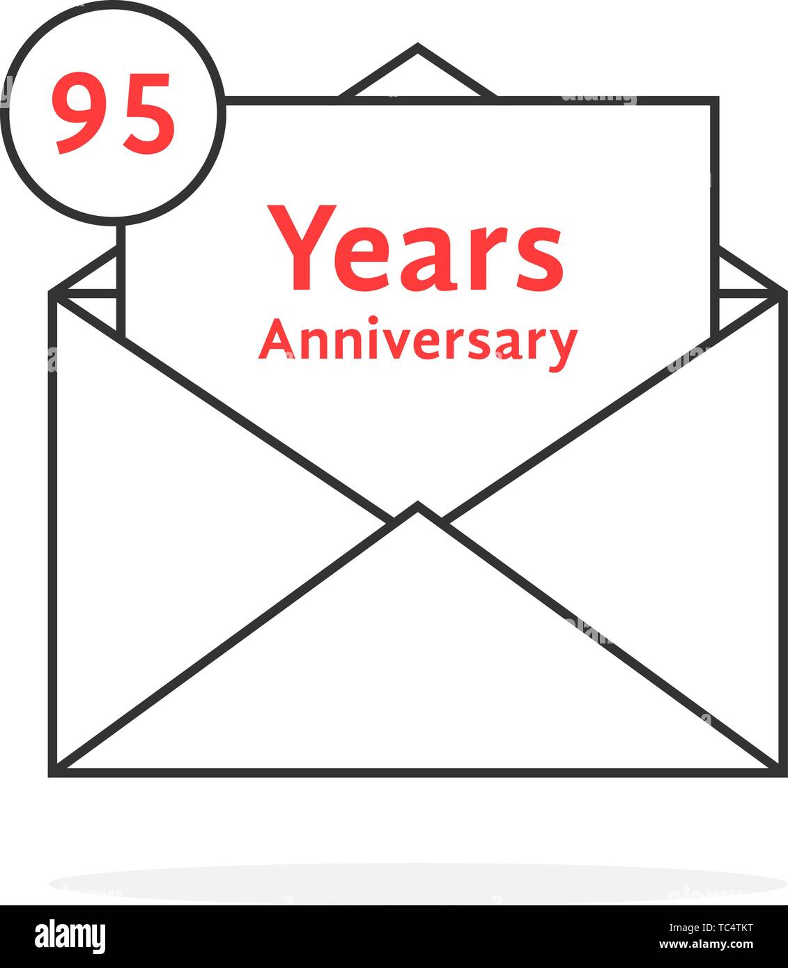Dünne Linie 95 Jahre Jubiläum Logo wie Schwarze offenen Brief Stock Vektor