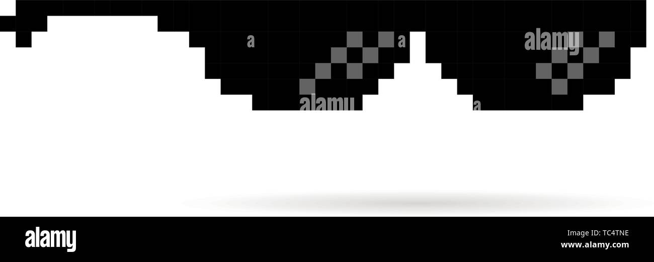 Schwarz thug Life meme wie Gläser in Pixel Art Style Stock Vektor