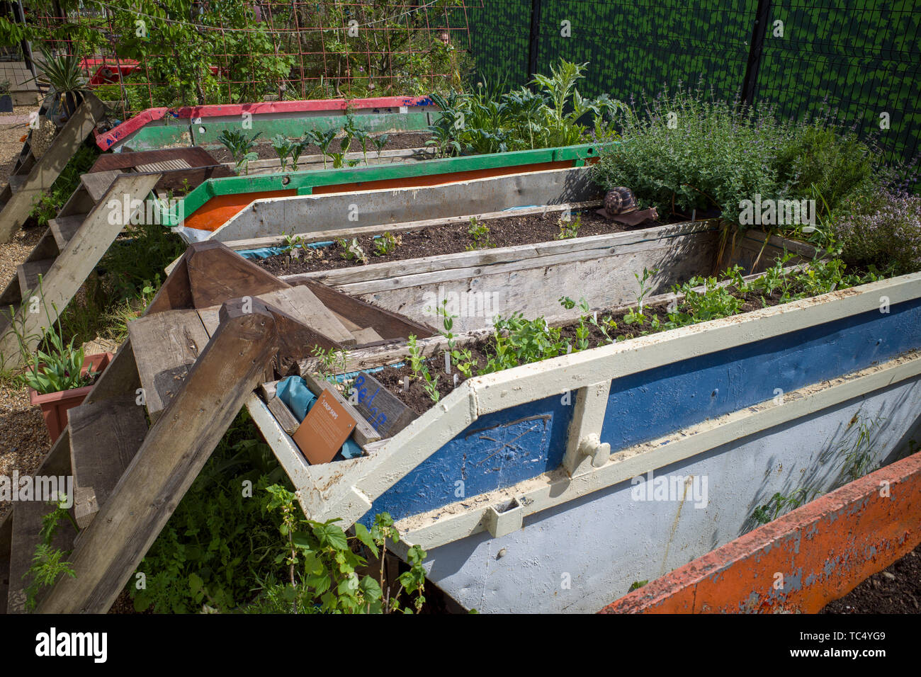 Kings Cross überspringen Garten, Begrünung der Stadt in der Nähe des neuen Kings Cross in London England Stockfoto