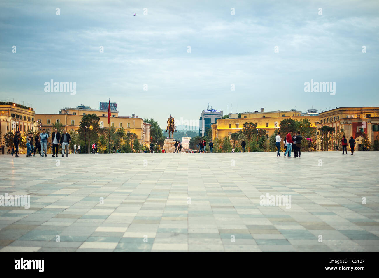 Scanderbeg Square im Zentrum von Tirana, Albanien Stockfoto