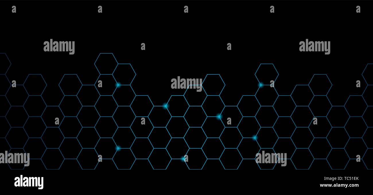 Honeycomb blau glänzend technischer Hintergrund Vektor-illustration EPS 10. Stock Vektor
