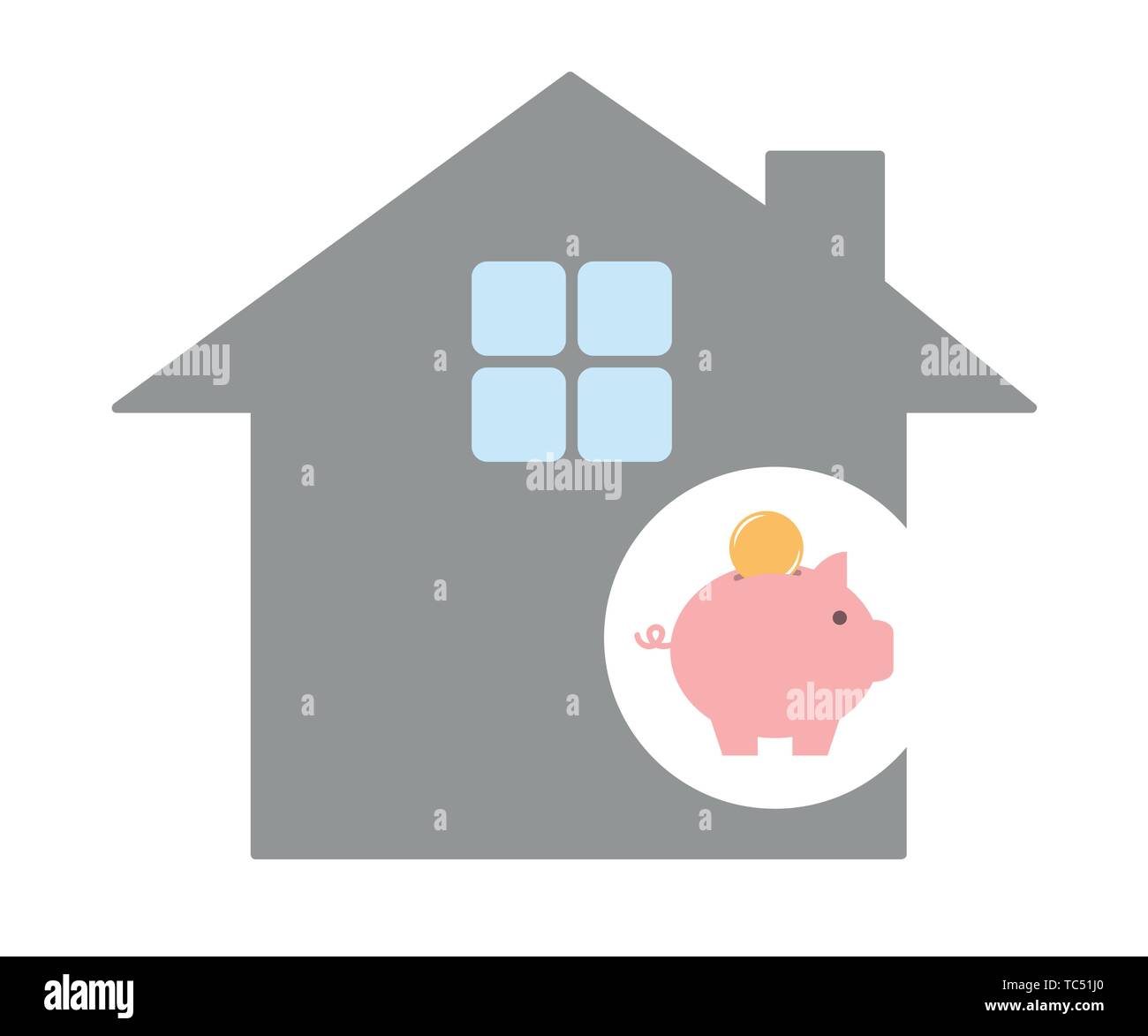 Piggy Bank sparen Sie das Geld für ein Haus Vektor-illustration EPS 10. Stock Vektor