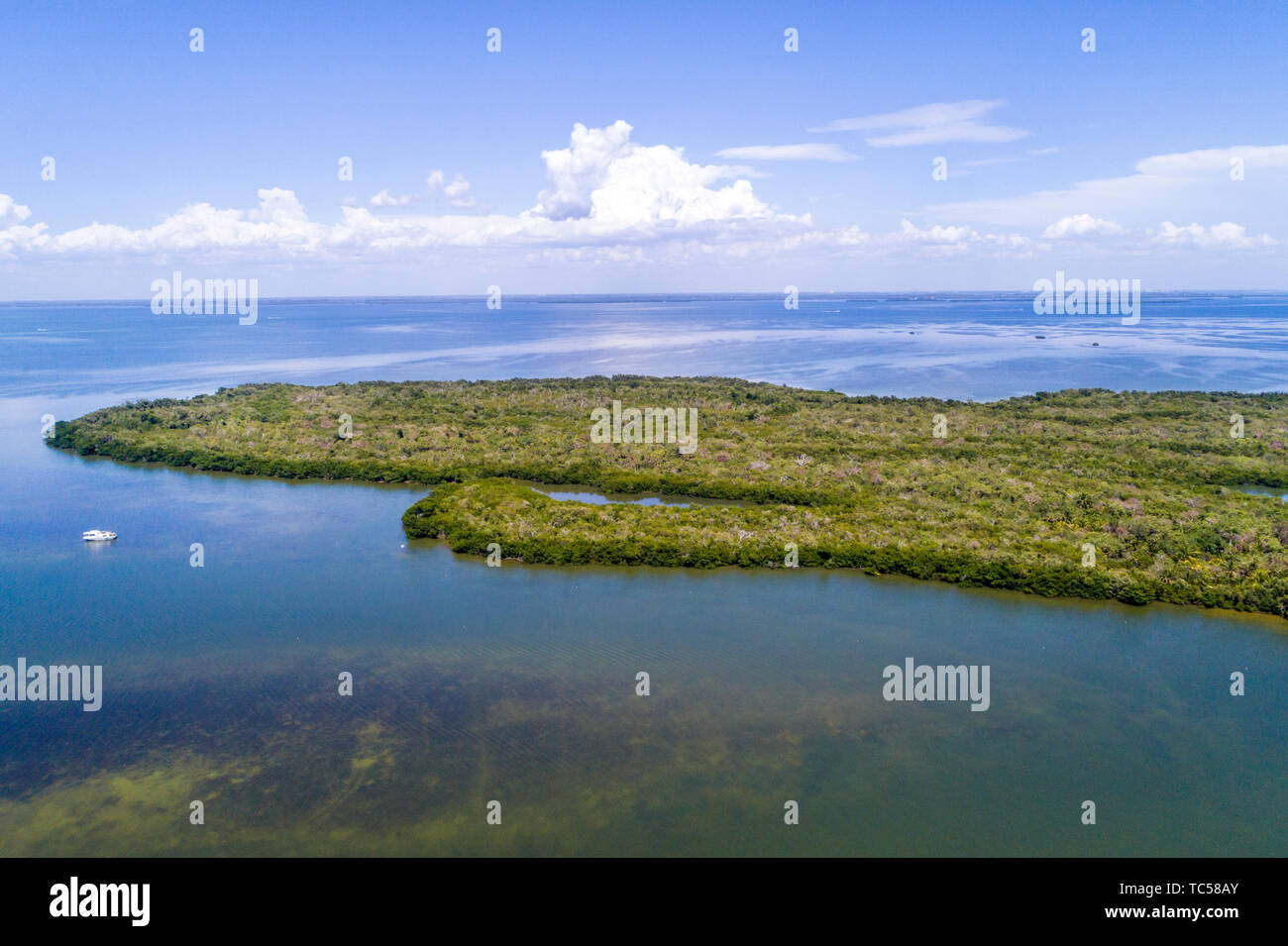 Captiva Island Florida, Pine Island Sound Golf von Mexiko Roosevelt Channel, Buck Key Preserve, Luftaufnahme von oben, FL190508d09 Stockfoto