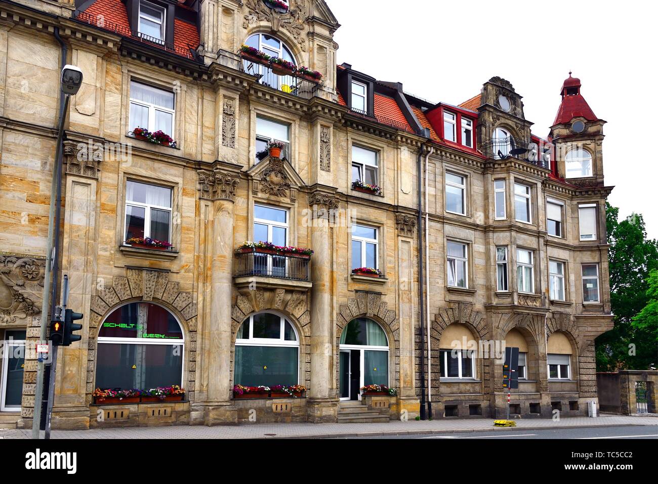 Traditionelle Architektur - Stadthaus am Wilhelminenstrasse, Bayreuth - Oberfranken, Bayern, Bayern, Deutschland, Europa Stockfoto