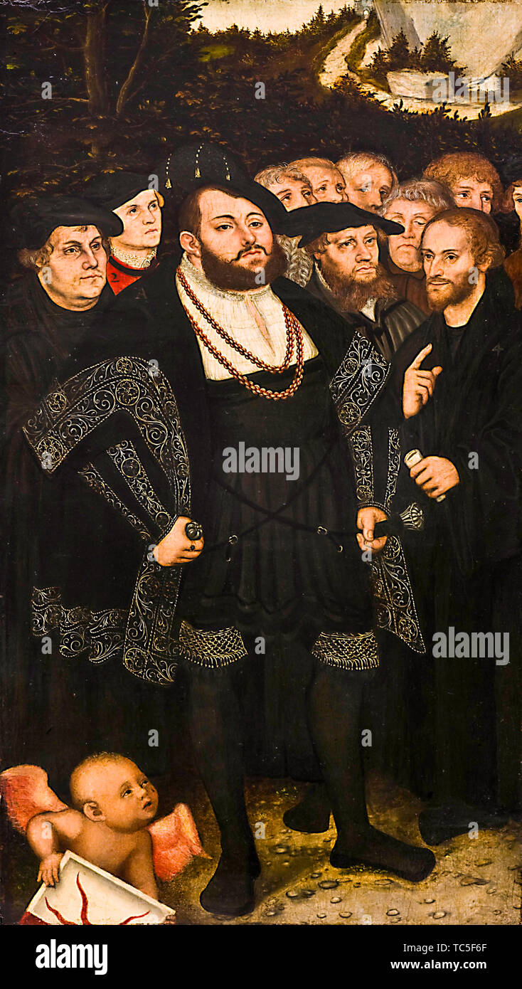 Lucas Cranach der Jüngere, Martin Luther und die Wittenberger Reformatoren, Portrait Malerei, 1543 Stockfoto