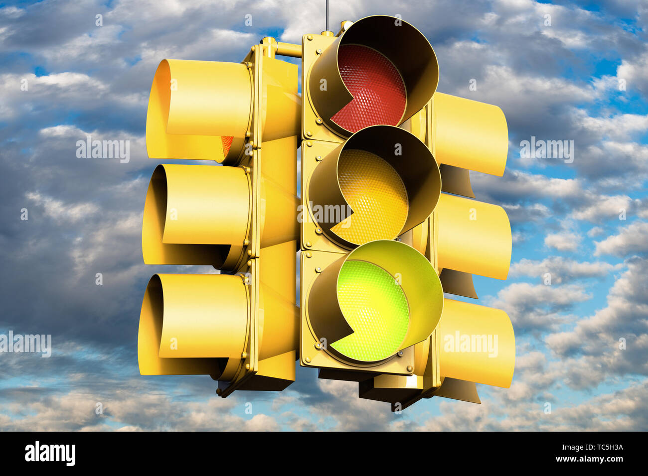 3D-Rendering für eine Ampel auf Grün Stockfoto