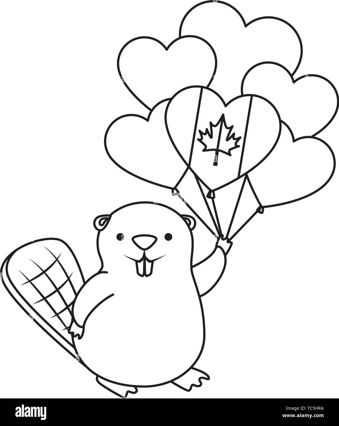 Luftballons Helium mit kanadischen Flagge und Biber Stock Vektor