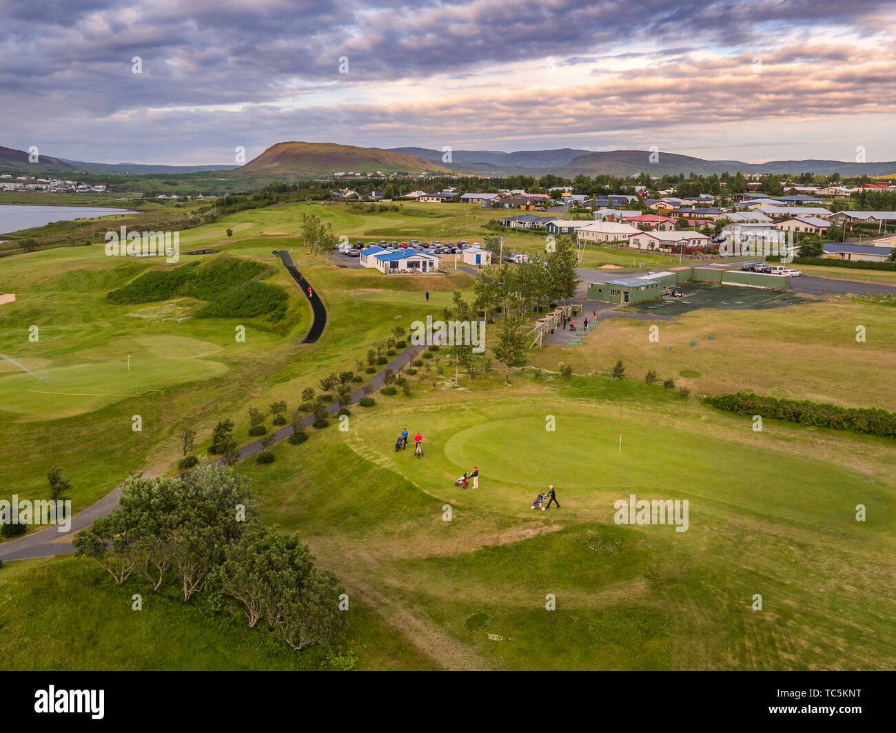 Mosfellsbaer Golfplatz, Mosfellsbaer, Island Stockfoto