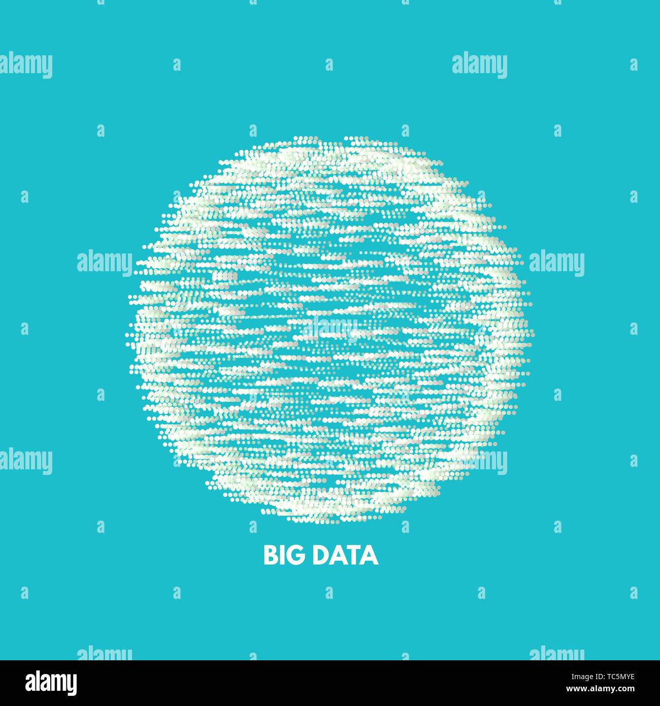 Die Kugel, bestehend aus Punkten. Big Data Cloud. Informationen Strömungsgeräusche. Dynamische Wirkung. Digitale Hintergrund mit Punkten. 3d-futuristischen Vektor illustrati Stock Vektor