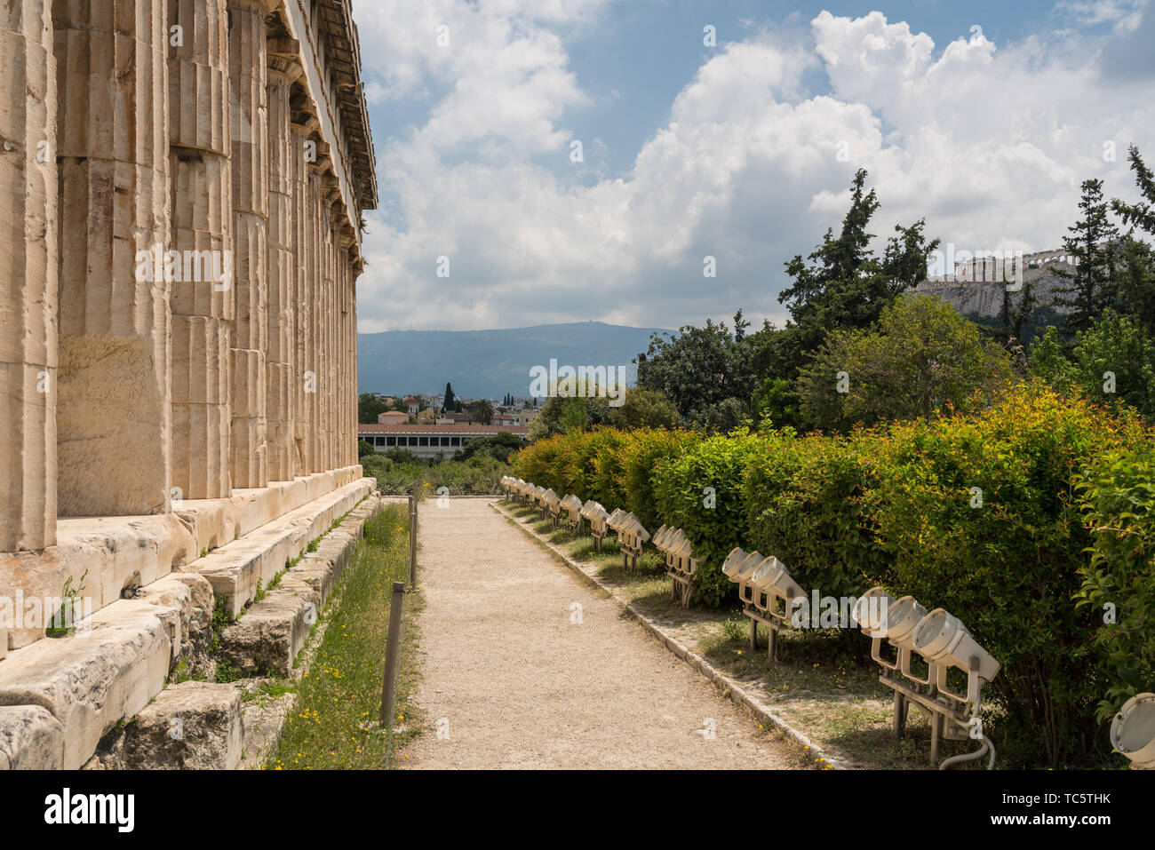 Detail der Tempel des Hephaistos in griechischen Agora Stockfoto