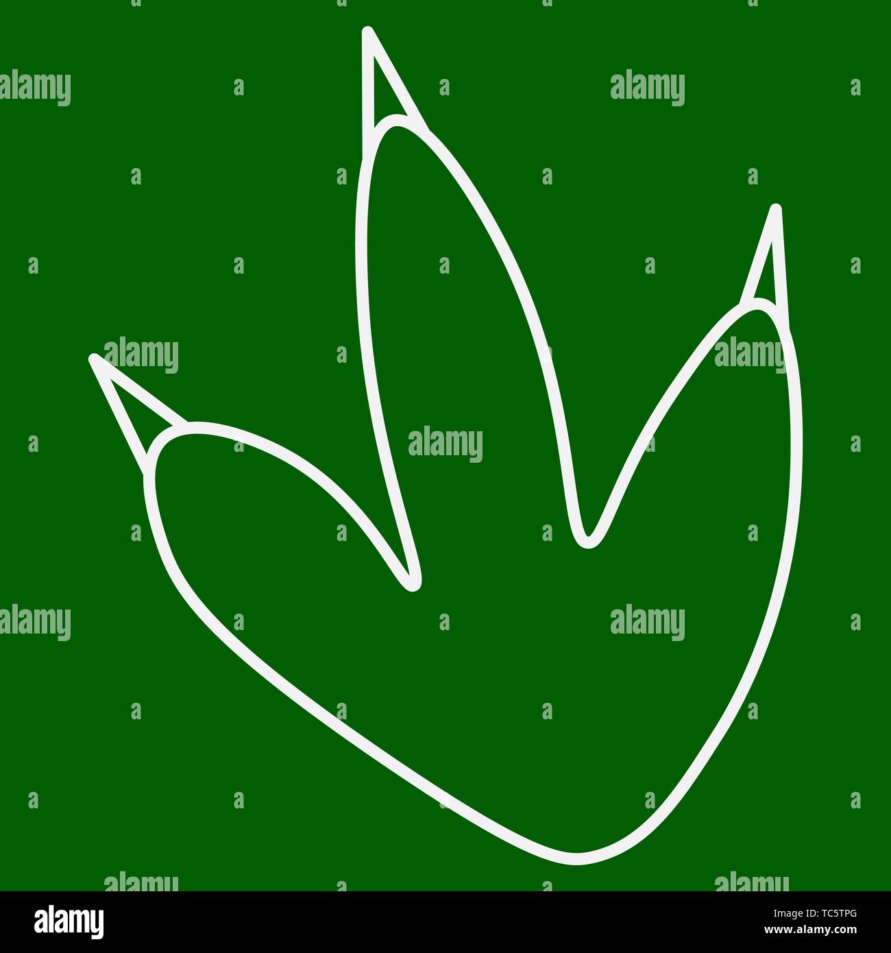 Kontur von dinosaurus Platzbedarf. Auf grünem Hintergrund isoliert. Vector Illustration. Stock Vektor