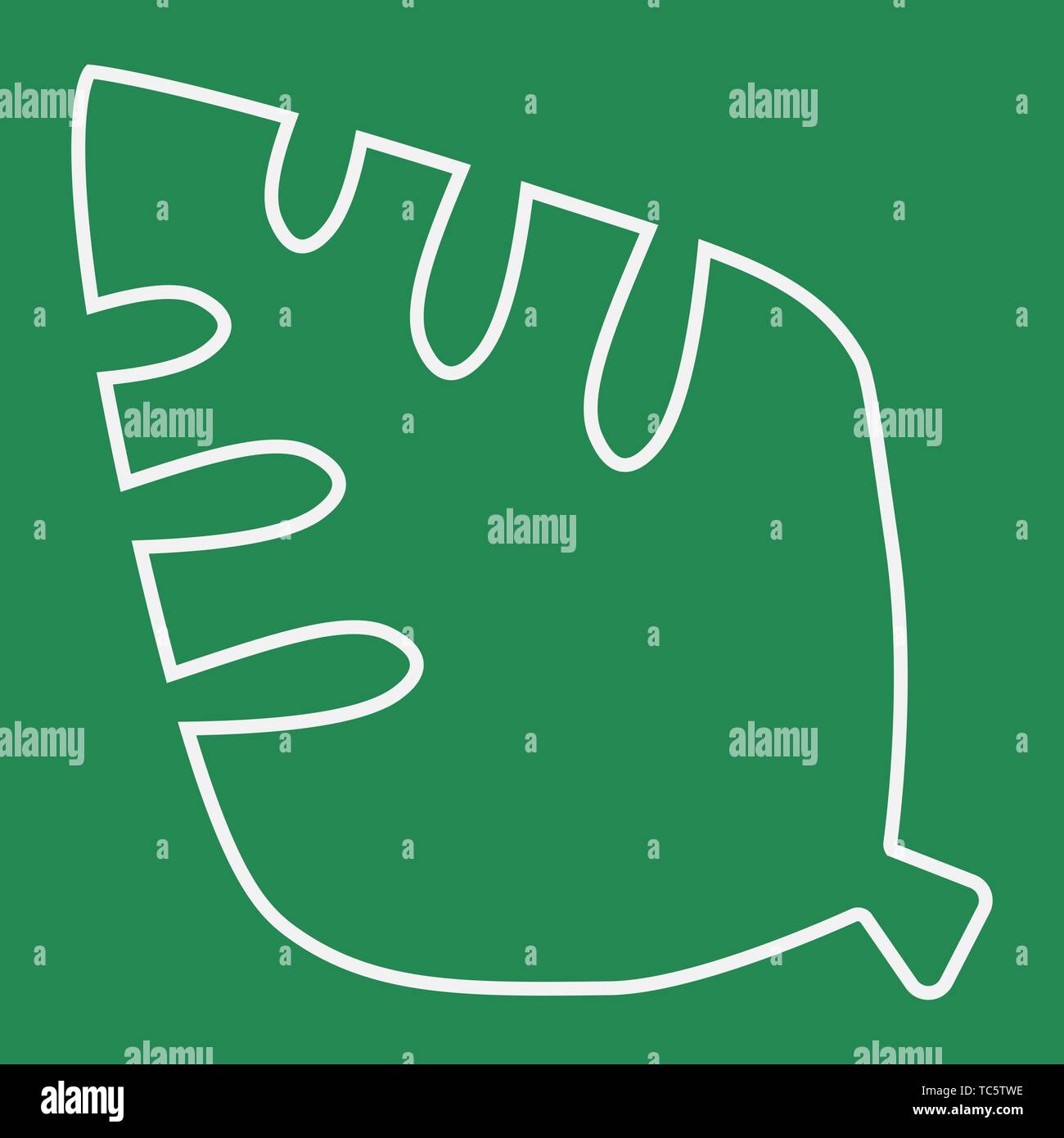 Kontur des Blattes alten Baum. Auf grünem Hintergrund isoliert. Vector Illustration. Stock Vektor