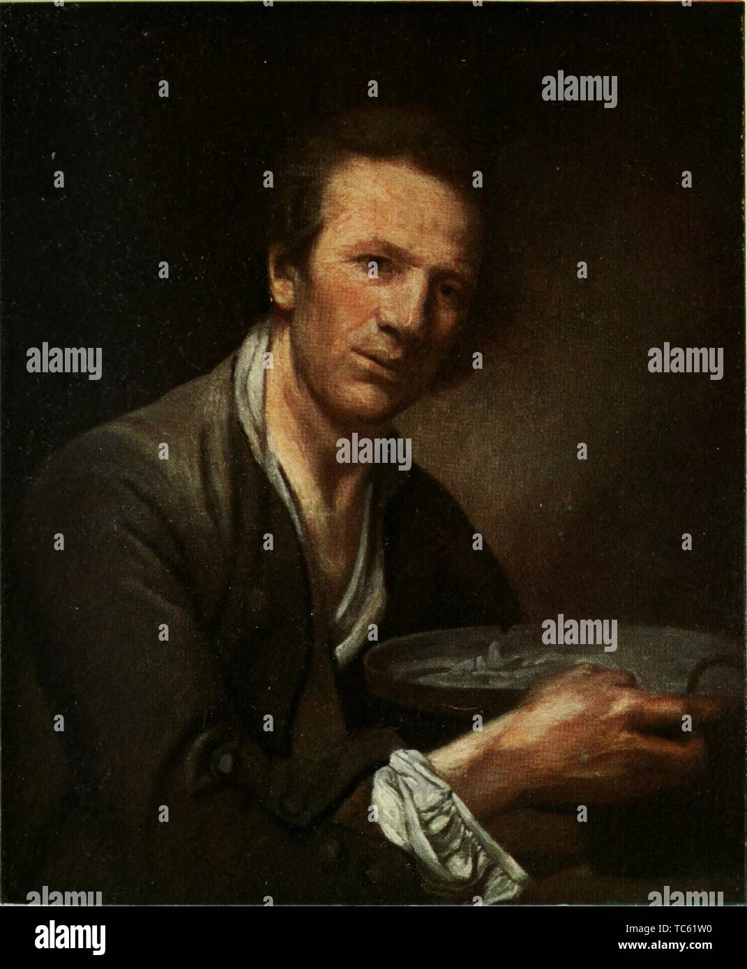 Graviert Portrait von Jean Baptiste Greuze, französischer Maler von Portraits, aus dem Buch "Greuze' von Alys Eyre Macklin, 1907. Mit freundlicher Genehmigung Internet Archive. () Stockfoto