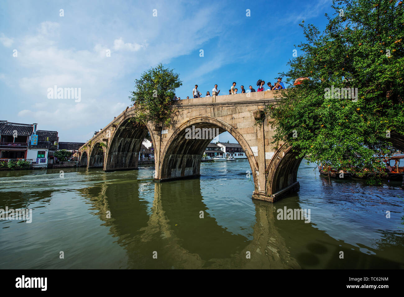 Alte Brücke Stil Zhujiajiao Alte Stadt, Qingpu District, Shanghai Stockfoto