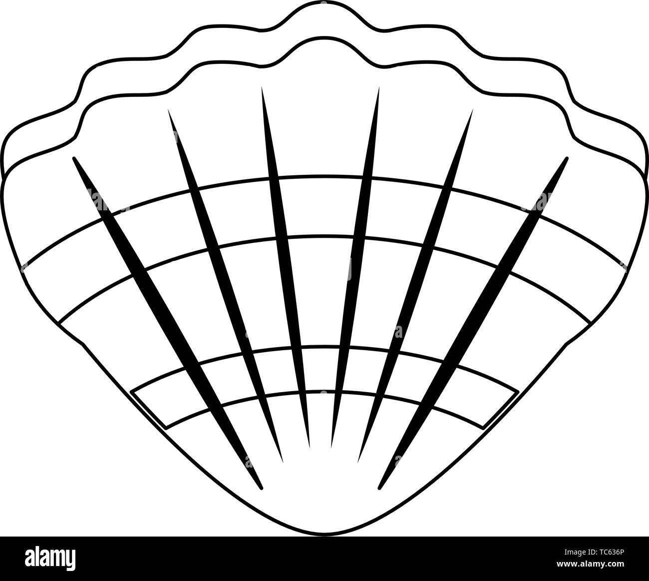 Shell Meer molusk Cartoon isolierte Symbol in Schwarz und Weiß Stock Vektor