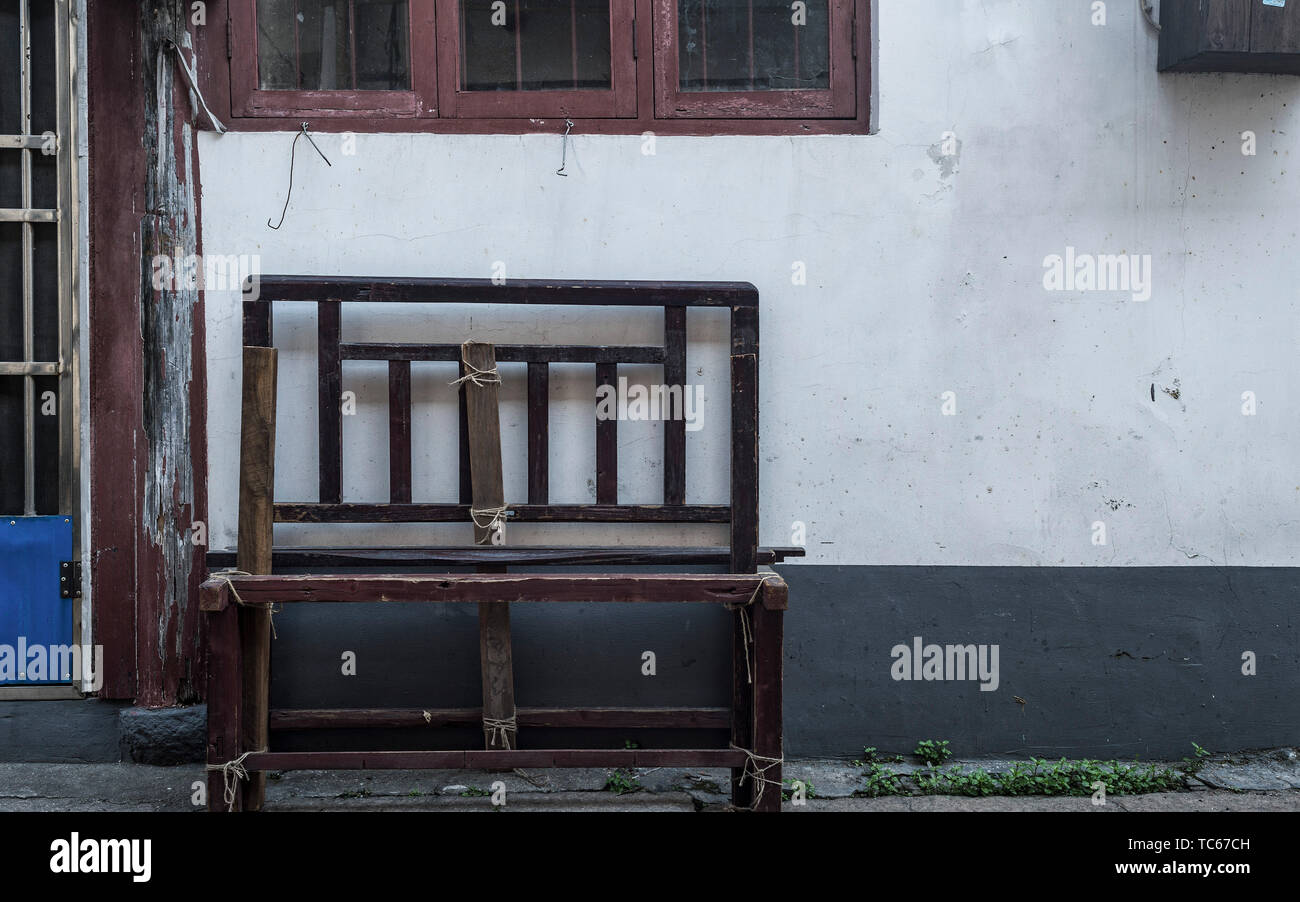 Stuhl mit Geschichte Stockfoto