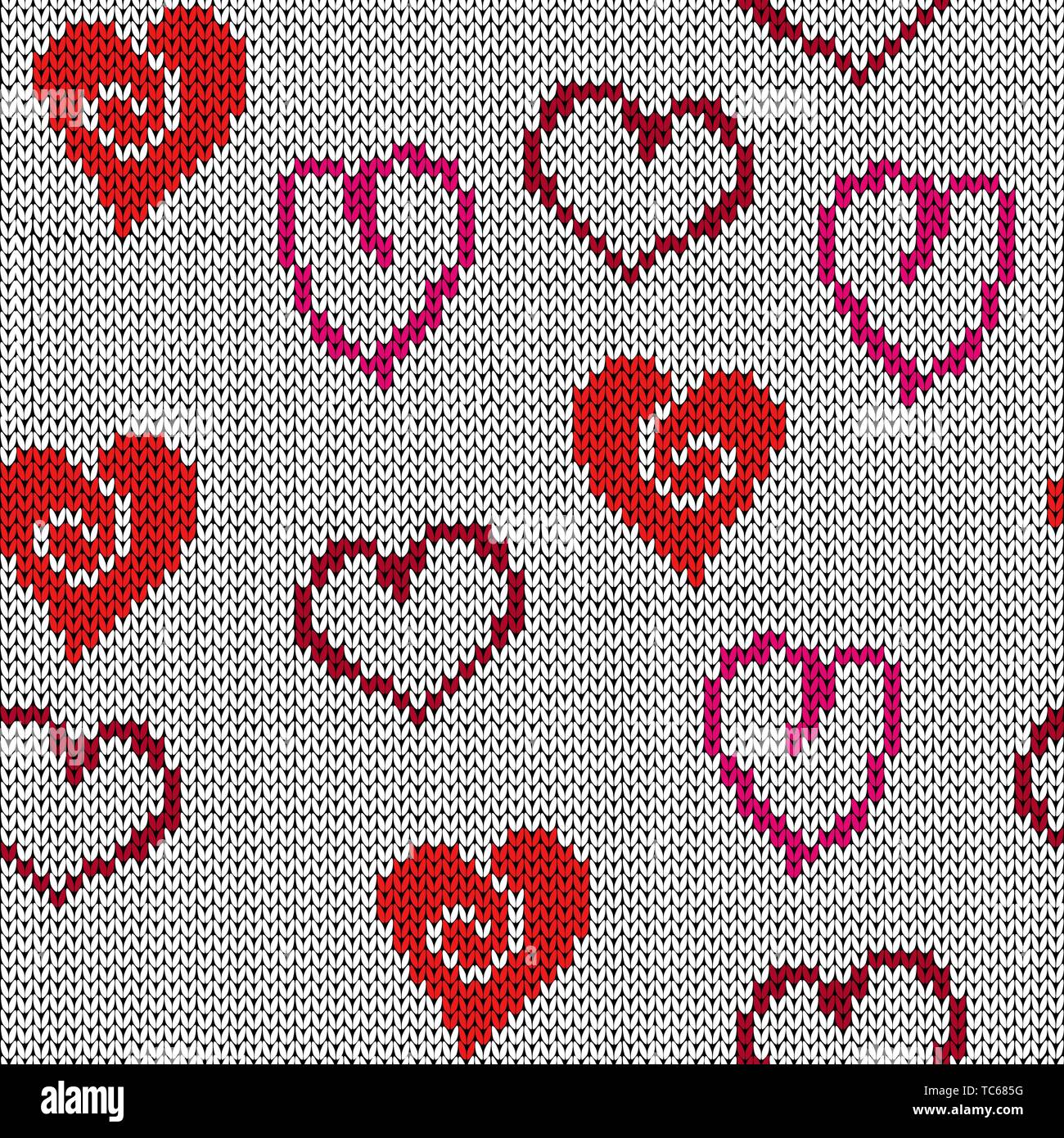 Nahtlose Stricken Dekorative Muster Mit Verschiedenen Herzen Zum Valentinstag Vektor Als Eine Textur Aus Stoff Stock Vektorgrafik Alamy