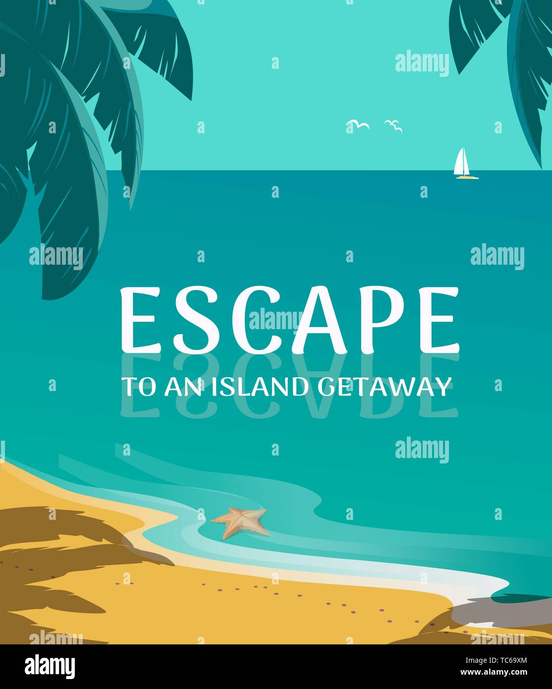 Sommerlandschaft am Meer Stock Vektor