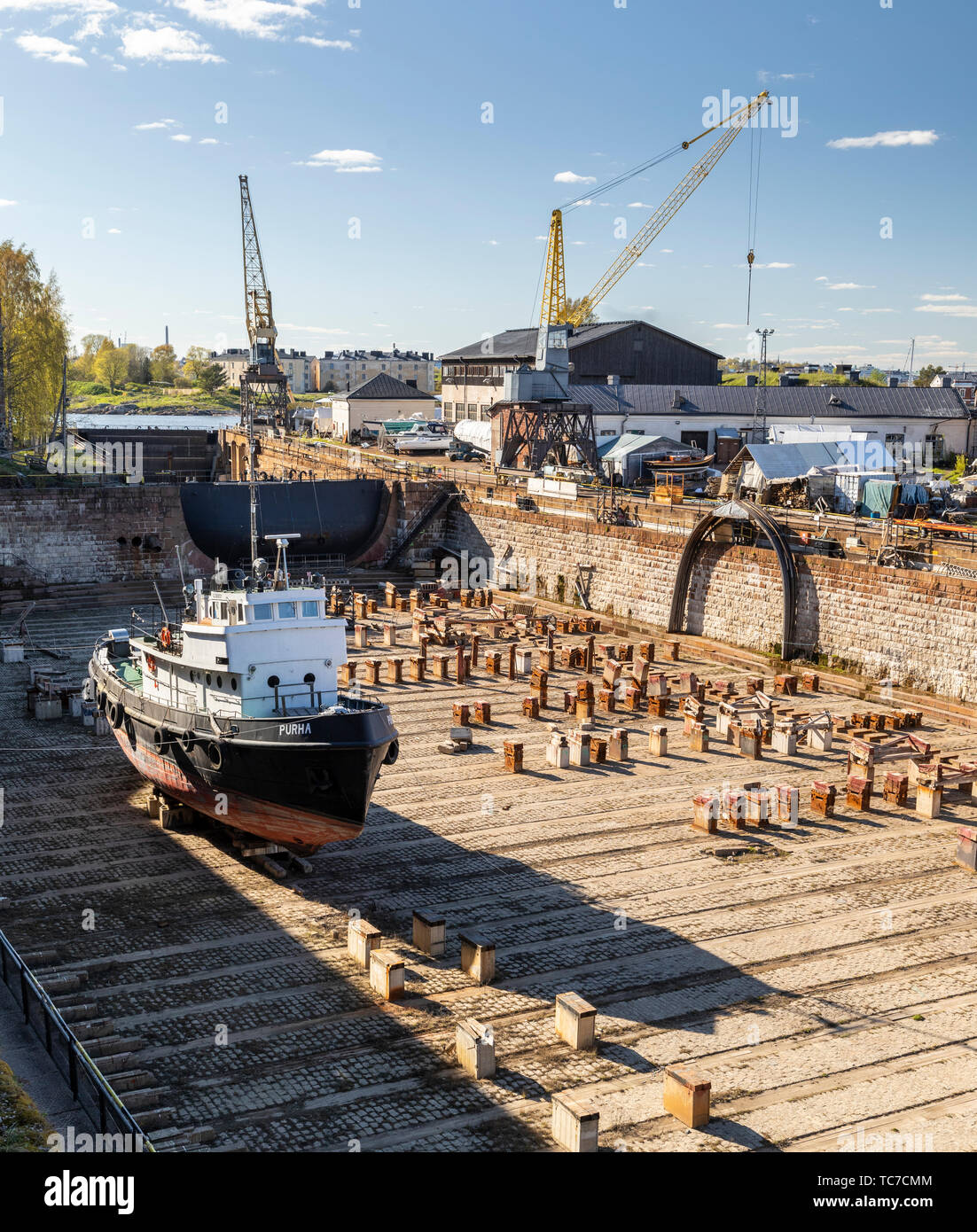 Historische 18. Jahrhundert Drydock, Suomenlinna, Helsinki, Finnland Stockfoto