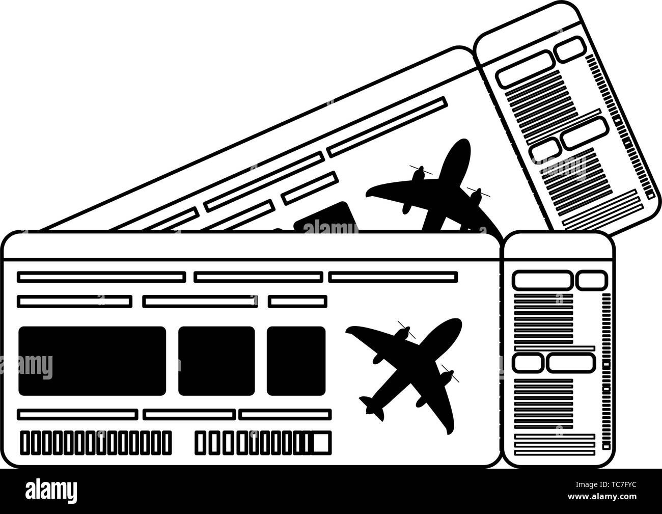 Reisen Flugtickets isoliert Cartoon Stock Vektor