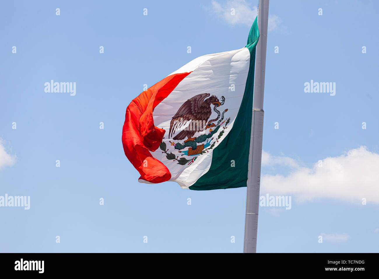 Mexikanische Flagge im Wind Stockfoto