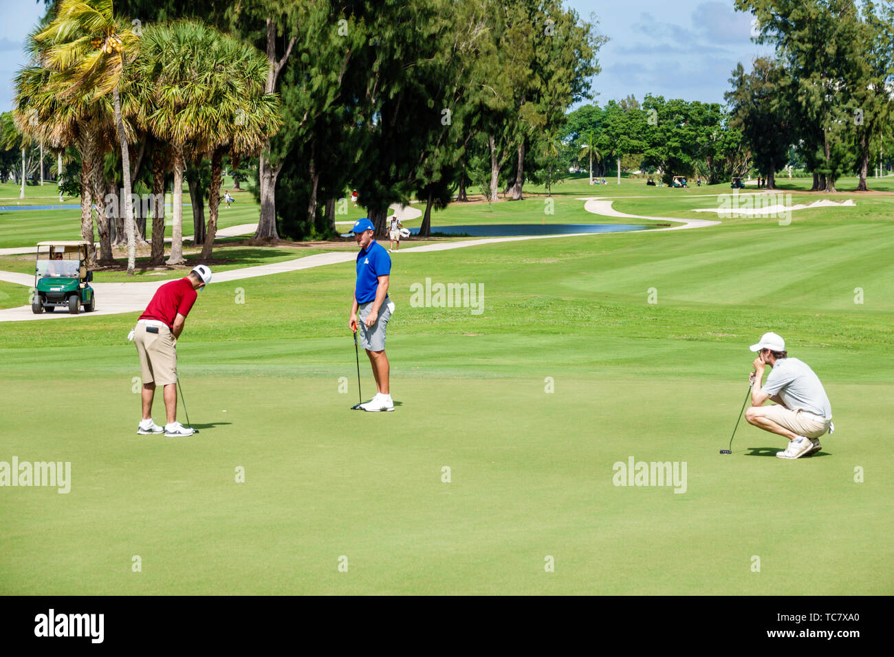 Miami Beach, Florida, Normandy Shores, öffentlicher Golfclub, Schlacht am Shores NCAA Division II Turnier, verschiedene Studenten Golfer spielen, Anzeige Stockfoto