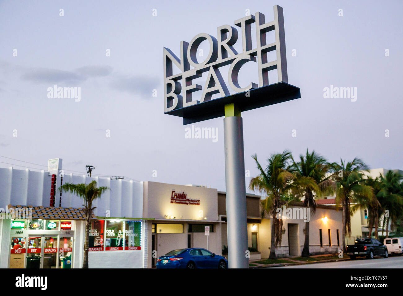 Miami Beach, Florida, North Beach, Normandy Isle, 71. Straße, Schild, FL190430079 Stockfoto