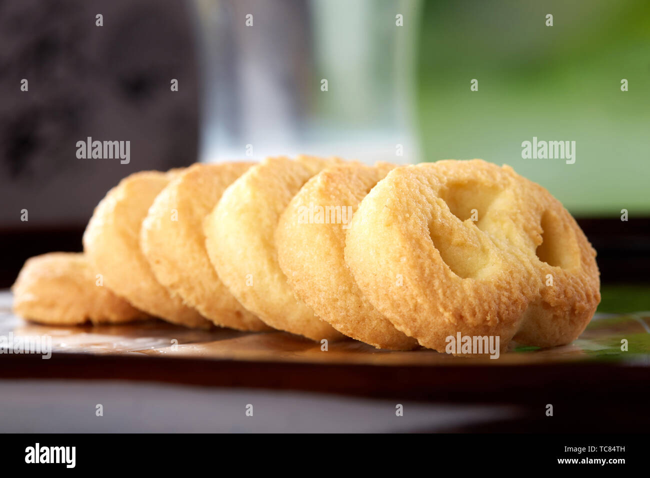 Essen, kein Mann, Dessert, lecker, Frühstück, Zucker, Brot, Gebäck, Erfrischungen, wachsende, hausgemachte, Molkerei, Bäckerei, traditionelle, still life, Kuchen, golden, Obst, Mahlzeit, Backen Stockfoto