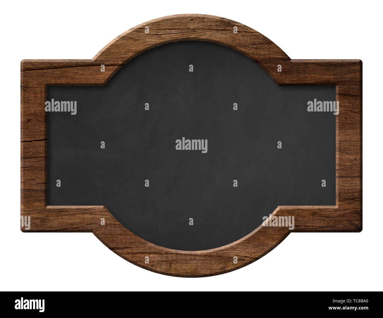 Tafel mit dunklen Holzrahmen und abgerundete Form Stockfoto
