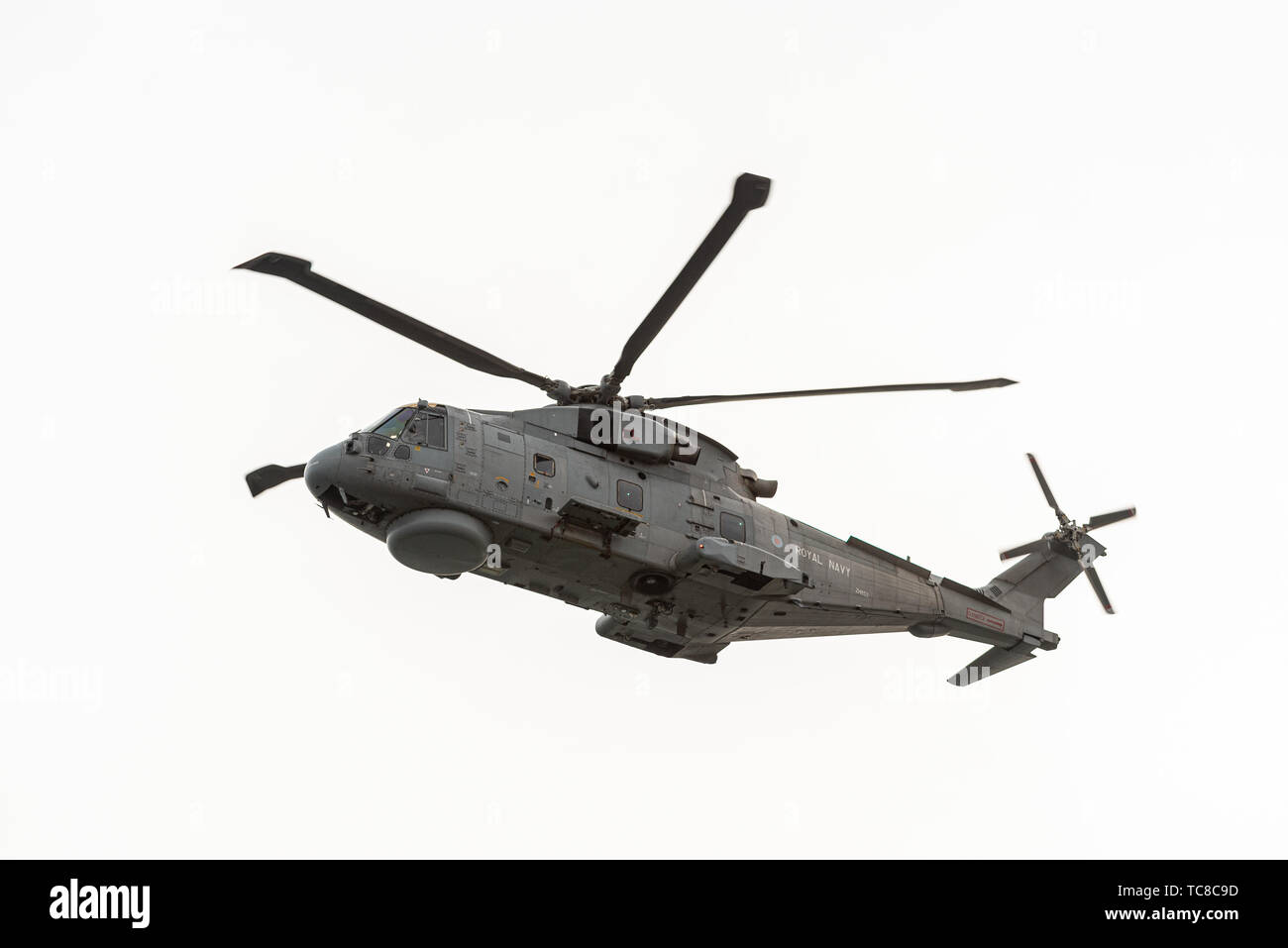 Portsmouth Harbour, Hampshire, Großbritannien, 5. Juni 2019, D-Day 75 National Commemorative Event, während das Schiff MV Boudicca Veteranen zu den französischen Stränden transportiert. Stockfoto