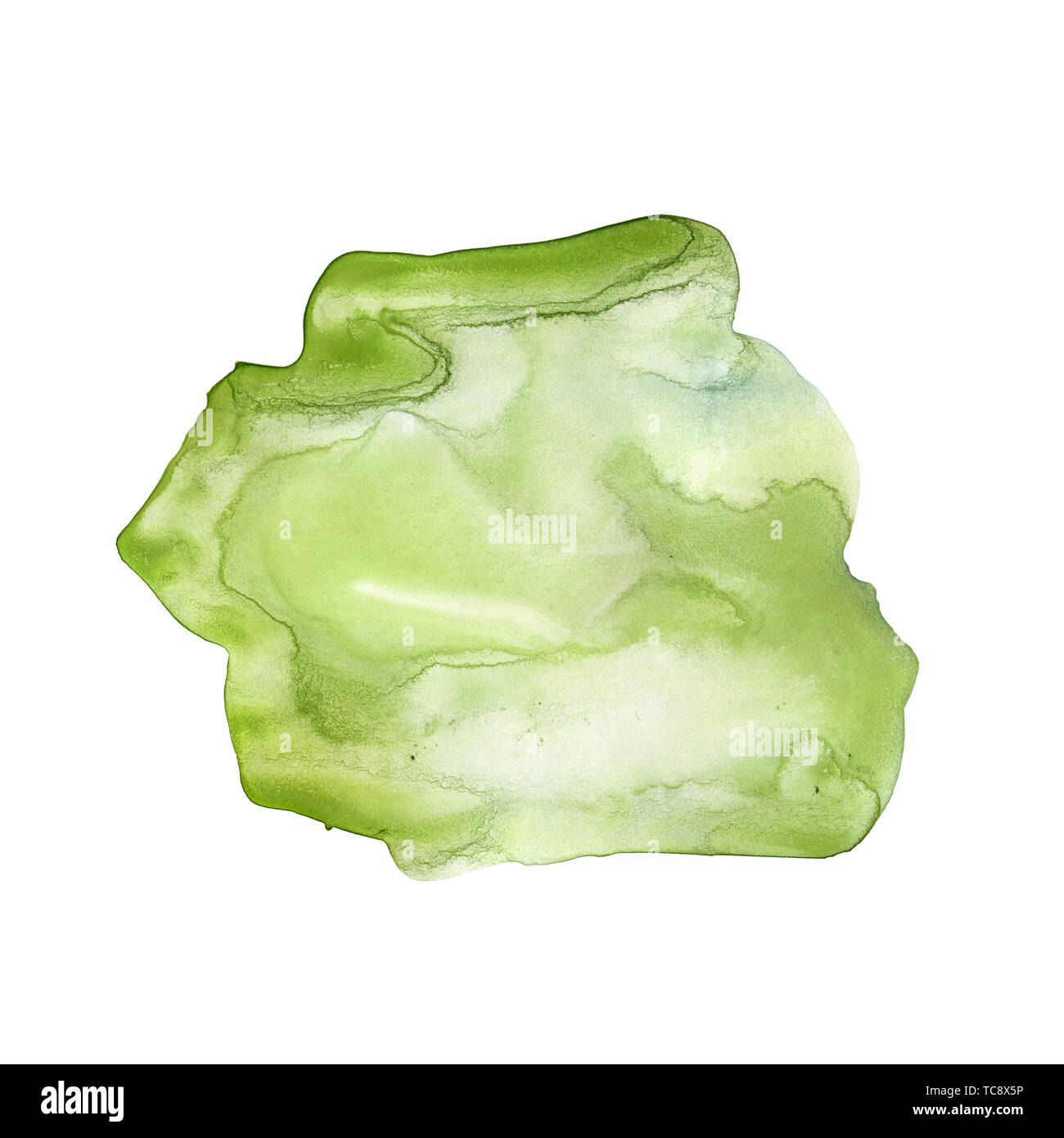 Aquarell Fleck des Sommers natürliche zarte grüne Farbe. Eine Handgezeichnete abstraktes Aquarell Ort. Die grüne Farbe des Grases nach dem Regen. Geeignet f Stockfoto