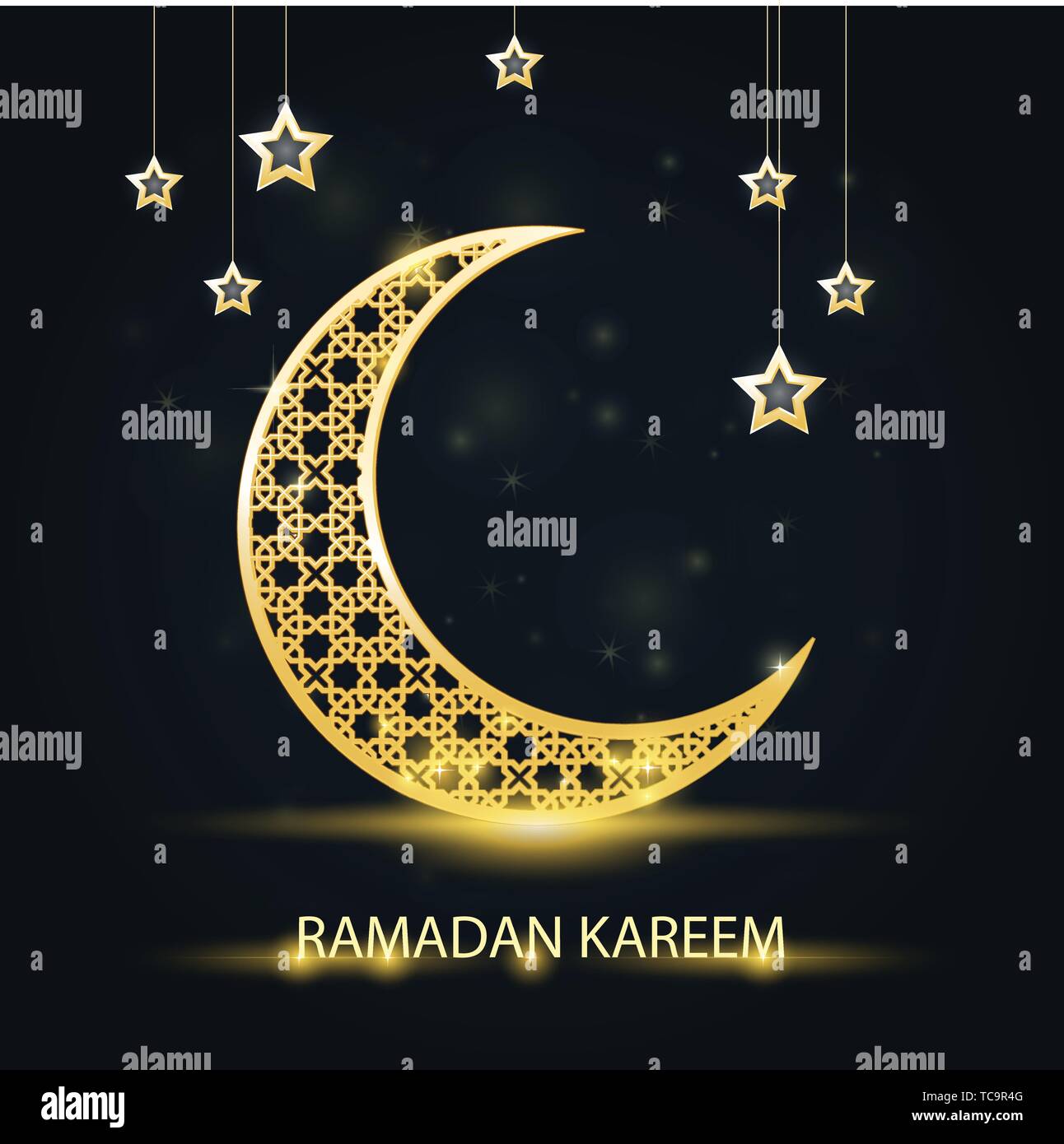 Golden Crescent mit arabischen Muster - Ramadan Kareem Sekt Symbol Stock Vektor