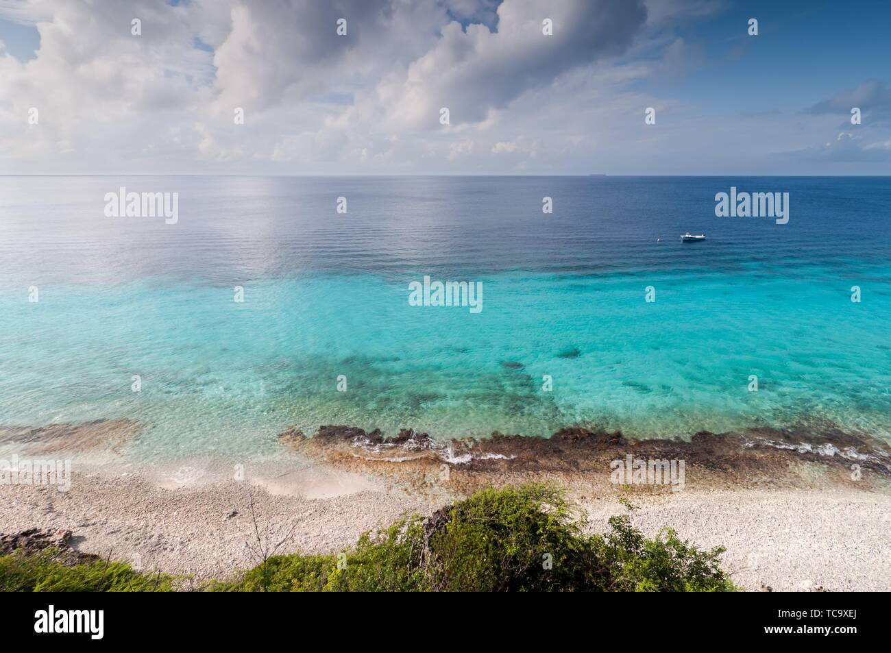 Ein Wahrzeichen Standort auf Bonaire für Schnorcheln, Niederländische Ð¡aribbean Insel. Stockfoto