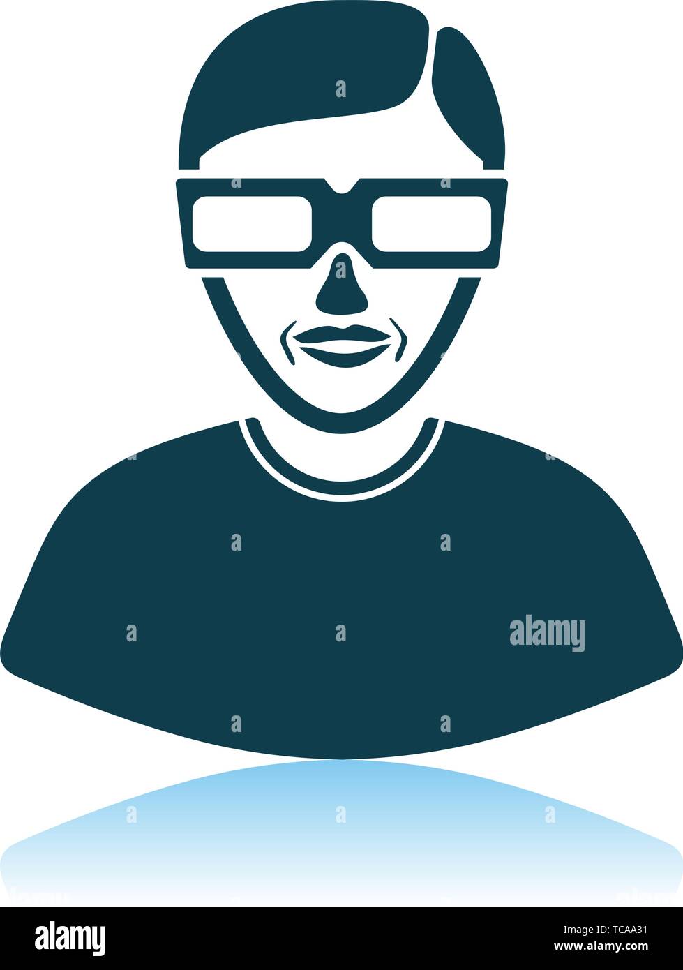Mann mit 3D-Brille. Schatten Reflexion Design. Vector Illustration. Stock Vektor