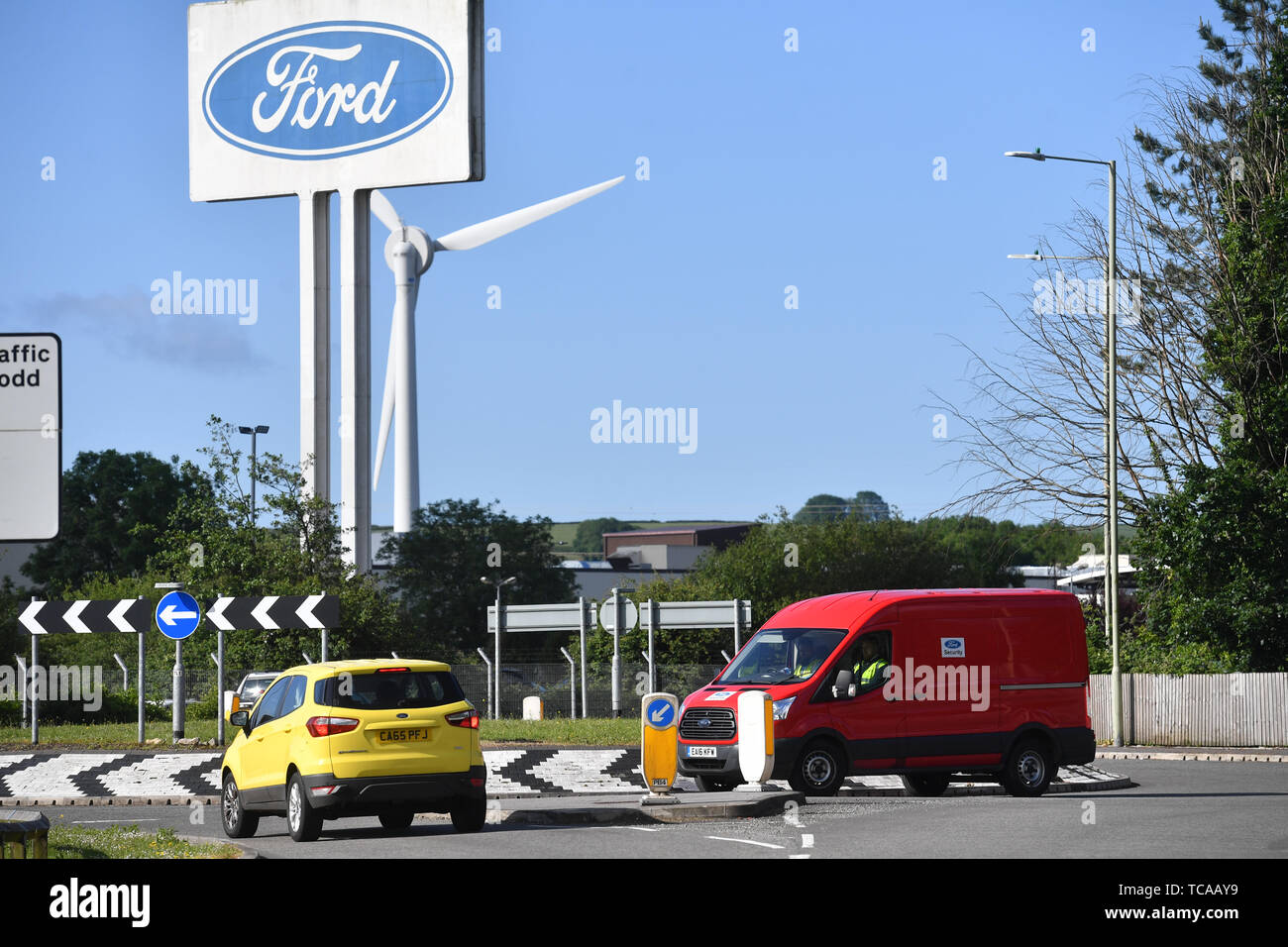 Der Ford Motor plant in der Nähe von Bridgend, South Wales, nach der Ankündigung, dass es im September 2020 geschlossen wird. Stockfoto