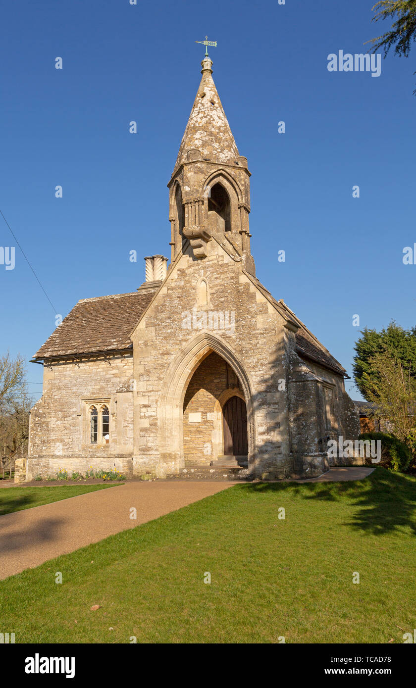 Sevington Victorian Village School, Sevington, in der Nähe der Grittleton, Wiltshire, England, Großbritannien gebaut 1848 von Joseph Neeld Stockfoto