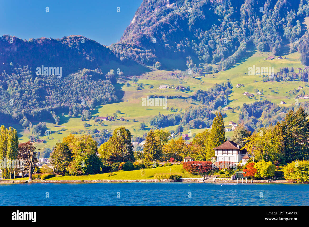 Luzern See und die Schweizer Alpen Querformat, Zentralschweiz Stockfoto