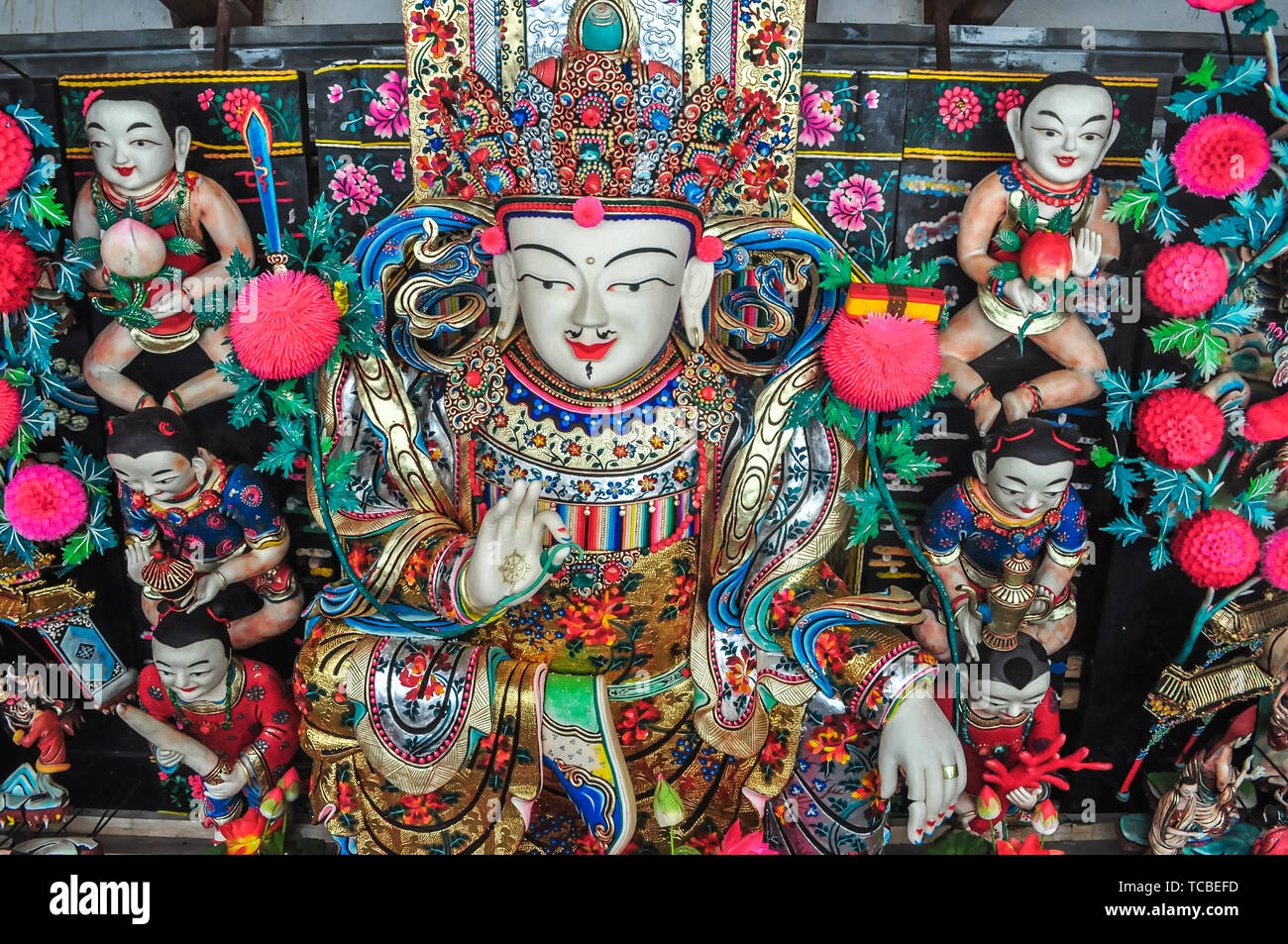 In der Nähe von Ghee Blumen im Tal Tempel, Xining, Qinghai Stockfoto