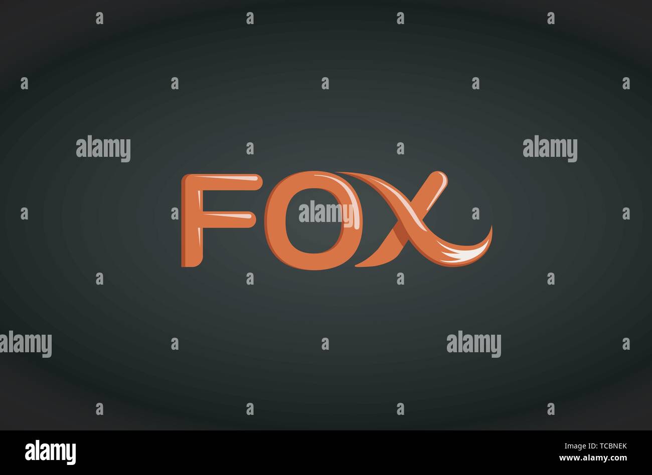 Fox Text Tail Text Typografie Logo Symbol Vektor Design Illustration Stock Vektor