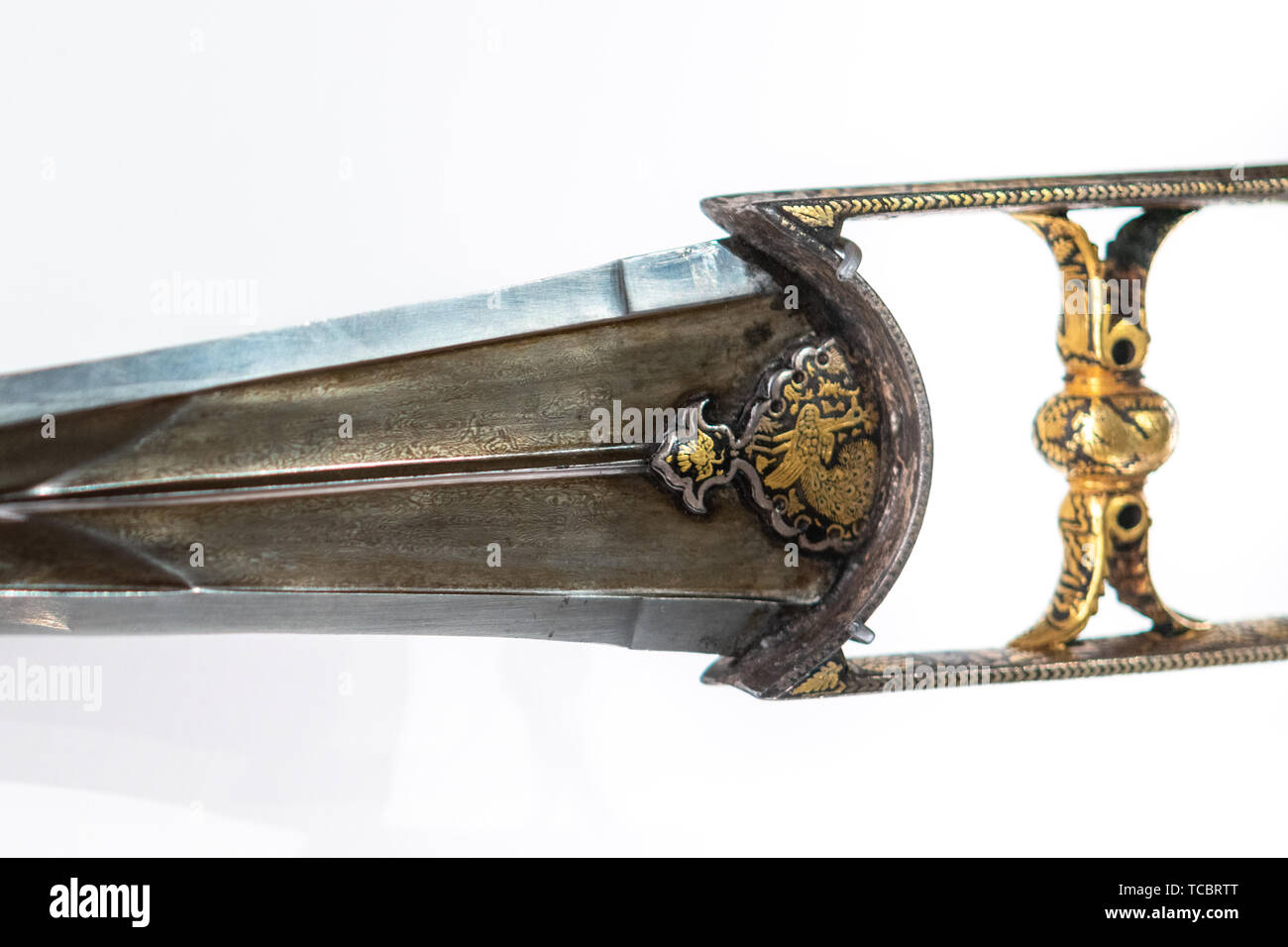 Punch Dolch Das war eine traditionelle Waffe in Indien. Ausstellung "Schätze der Wüste Königreich: Die Königliche Kunst von Jodhpur' im Royal Ontario Museum Stockfoto