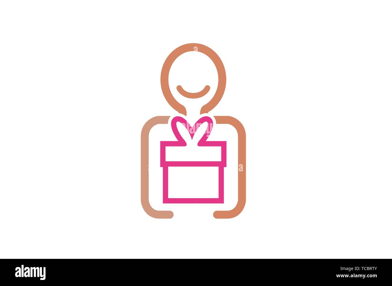 Abstrakt Lächelnde Person Charakter Geschenk Überraschung Schenken Logo Design Illustration Stock Vektor