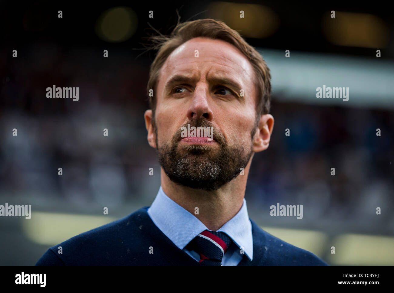 Guimaraes, Portugal. 06 Juni, 2019. UEFA Nationen League Halbfinale, Niederlande gegen England; Trainer Gareth Southgate der GER Credit: Aktion Plus Sport Bilder/Alamy leben Nachrichten Stockfoto