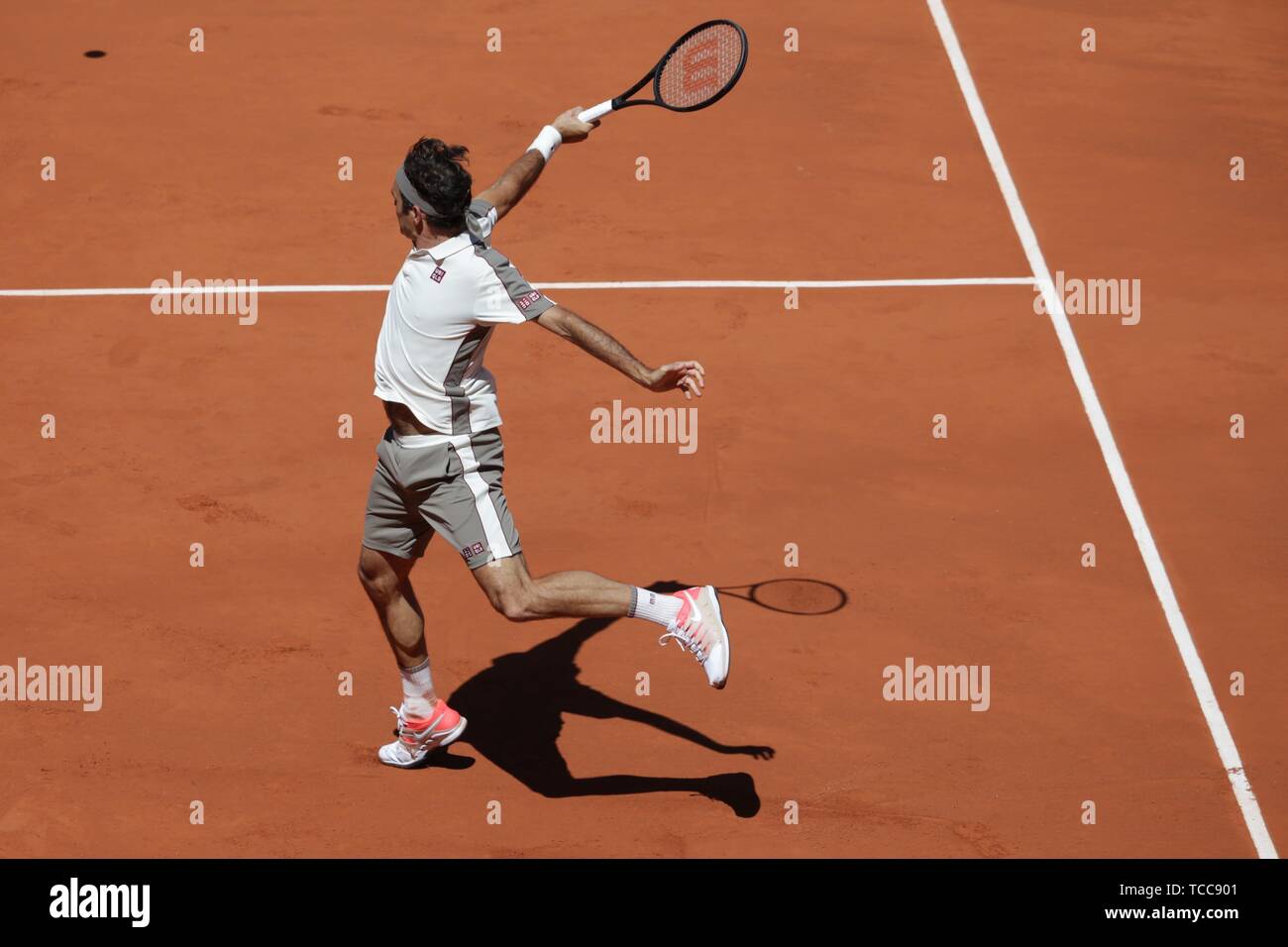 Paris, Frankreich. 07 Juni, 2019. Roger Feder (SUI) in ein Gleiches gilt für die 2019 Turnier von Roland Garros in Paris, Frankreich, statt. (Foto: Andre Chaco/Fotoarena) Credit: Foto Arena LTDA/Alamy leben Nachrichten Stockfoto