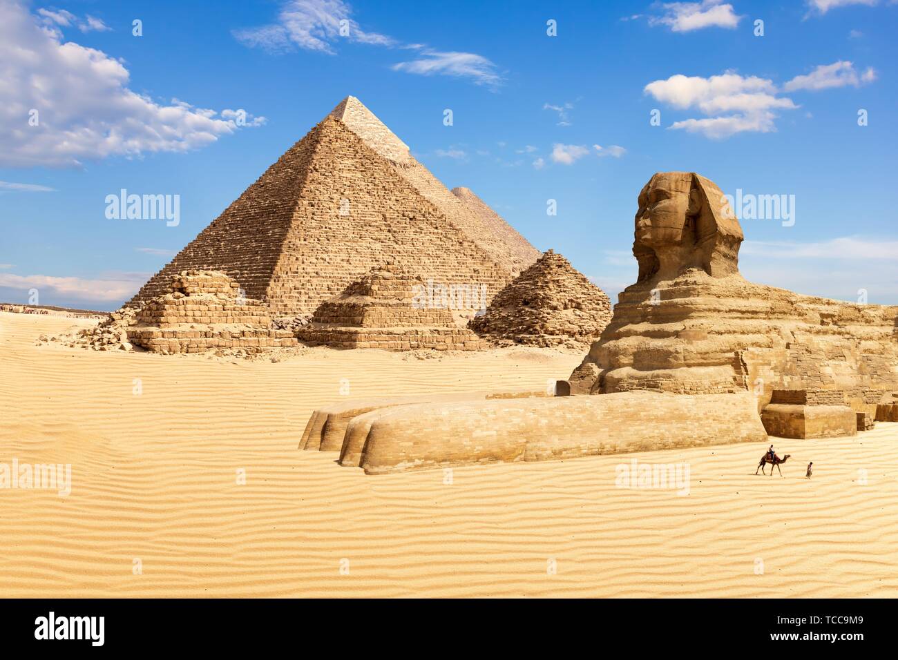 Die Pyramiden von Gizeh und die Sphinx, Ägypten. Stockfoto
