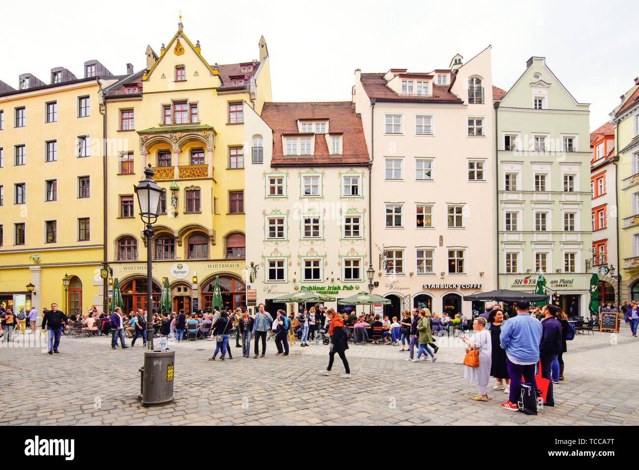 Blick auf populäre Platzl Platz in der Altstadt von München. Stockfoto