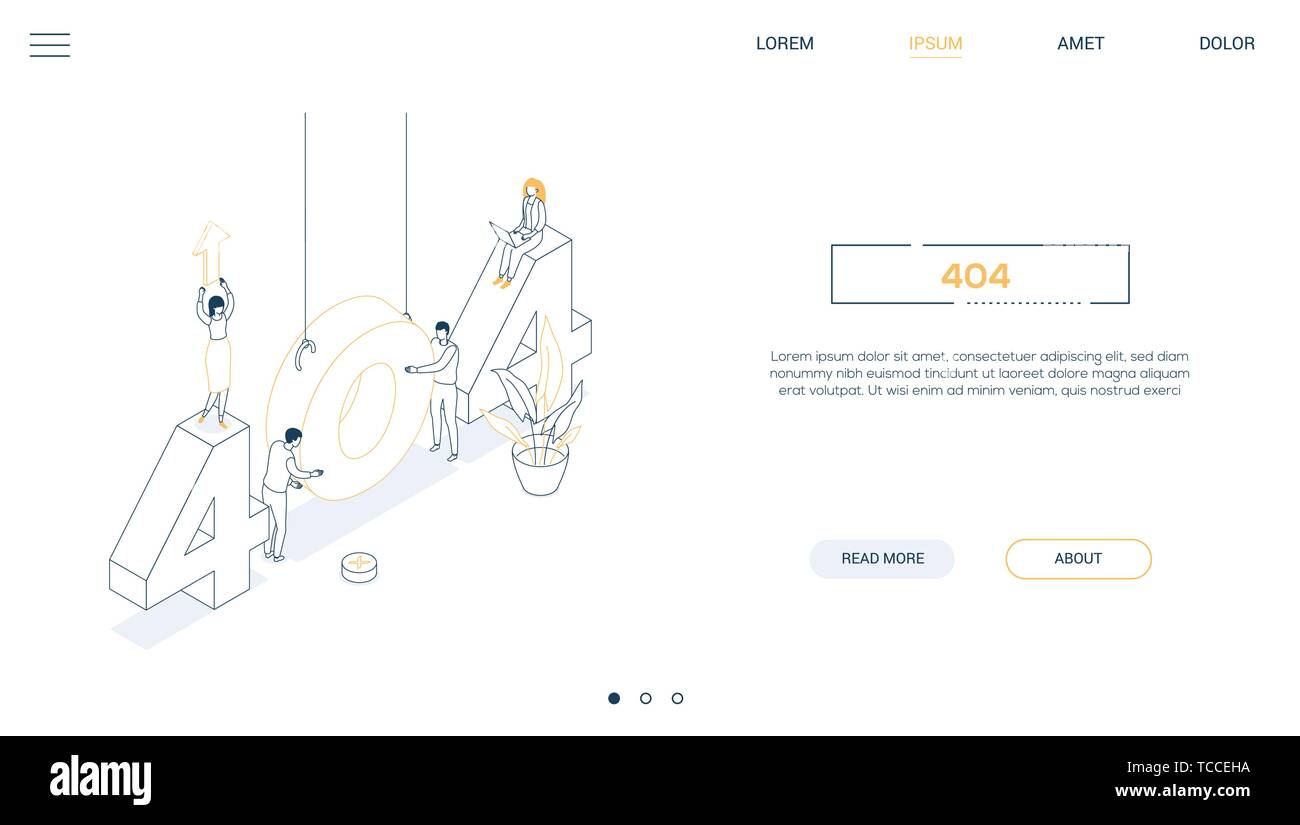 Fehler 404 Seite-line Design Style isometrische Web Banner Stock Vektor
