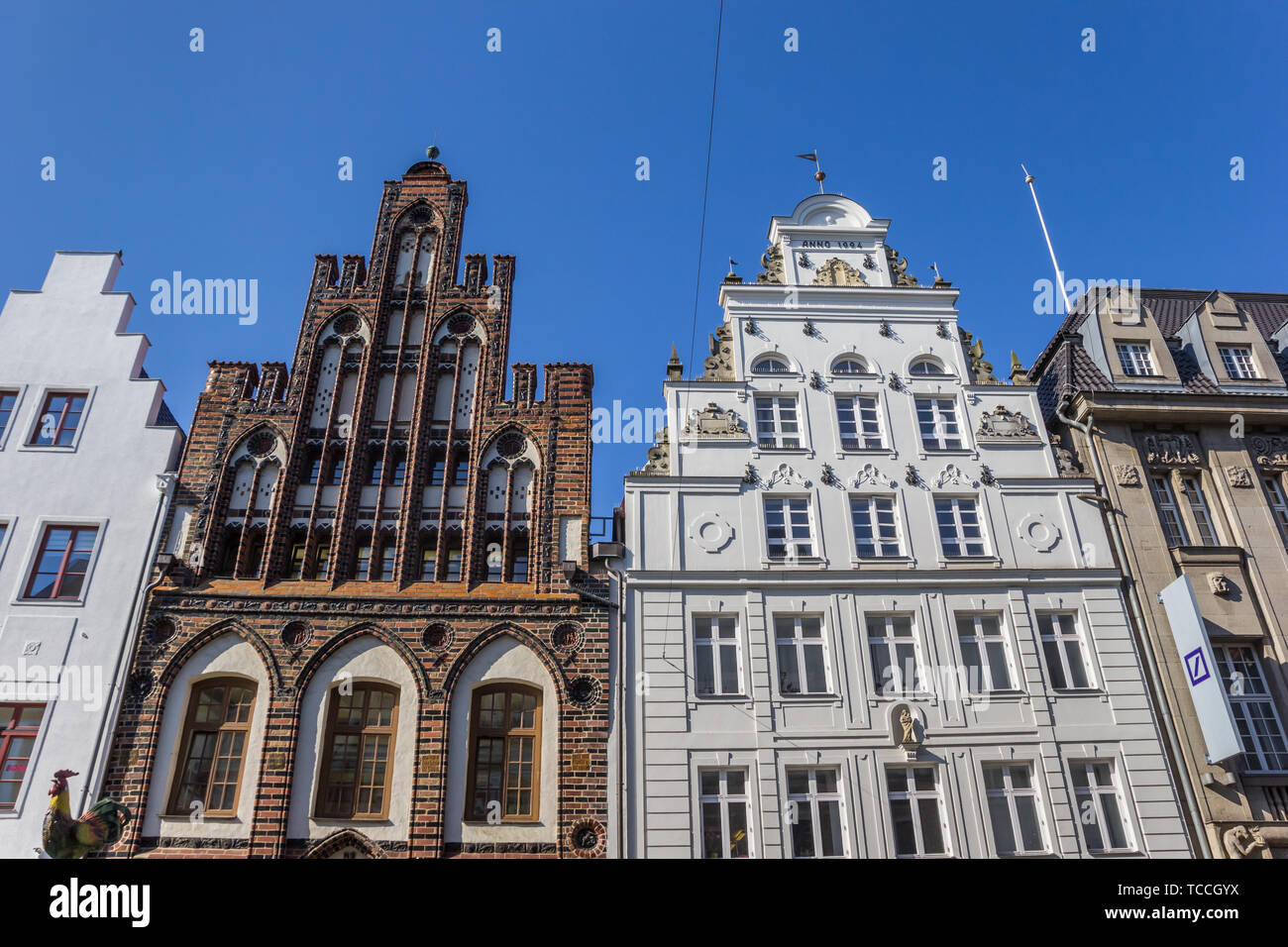 Verzierten Fassaden an der Universität in Rostock, Deutschland Stockfoto